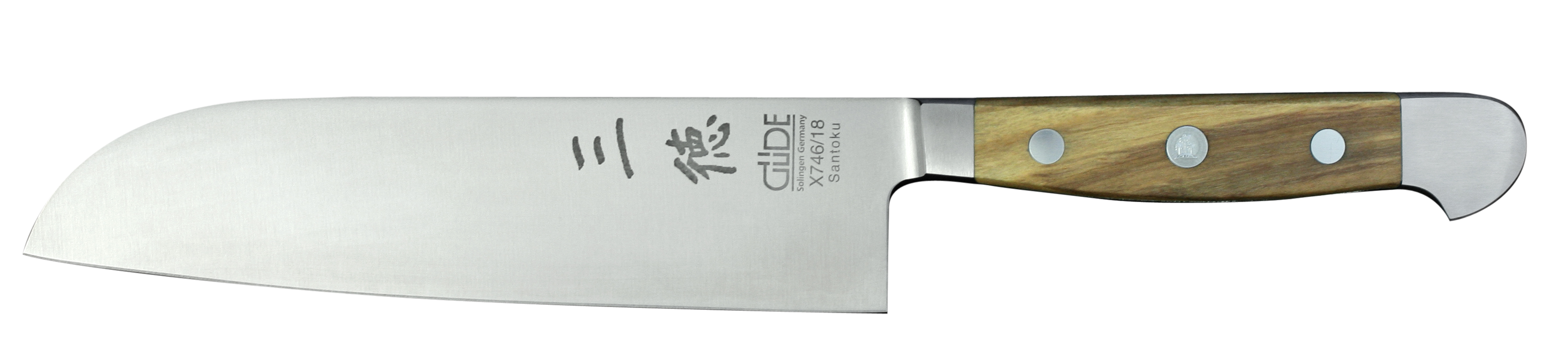 Güde Alpha Olive Santokumesser 18 cm / CVM-Messerstahl mit Griffschalen aus Olivenholz