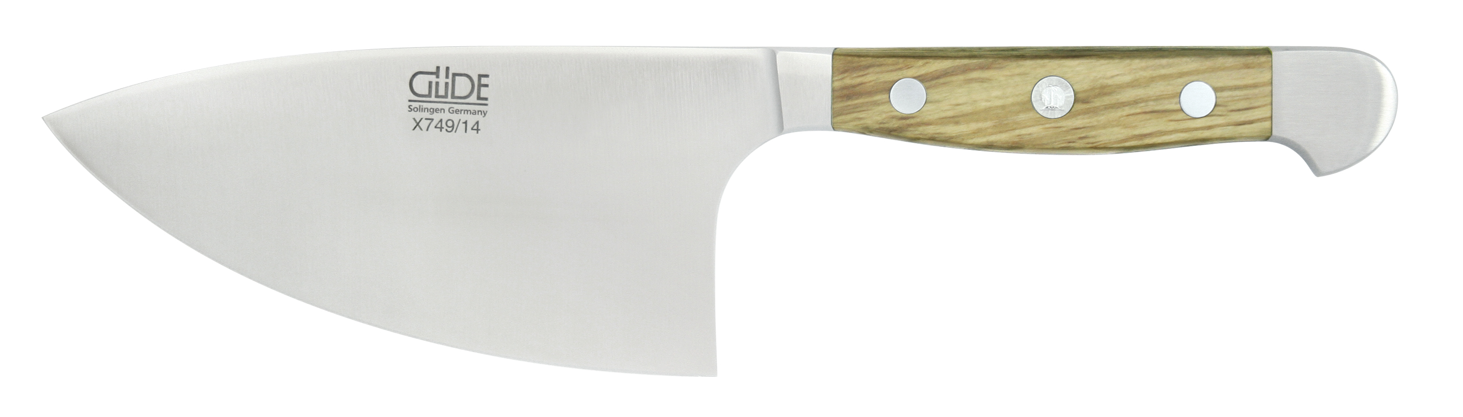 Güde Alpha Olive Kräutermesser Shark 14 cm - CVM-Messerstahl mit Griffschalen aus Olivenholz