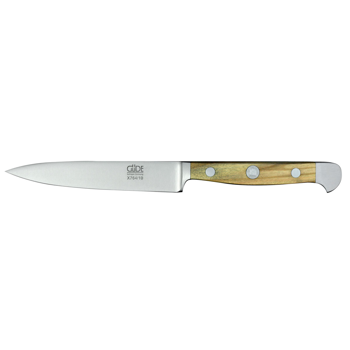 Güde Alpha Olive Spickmesser 10 cm - CVM-Messerstahl mit Griffschalen aus Olivenholz