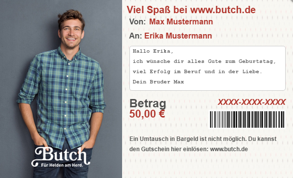 Butch Gutschein 250x365 Pixel